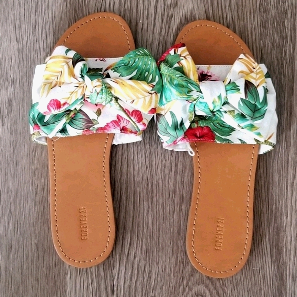 Floral satin bow slides